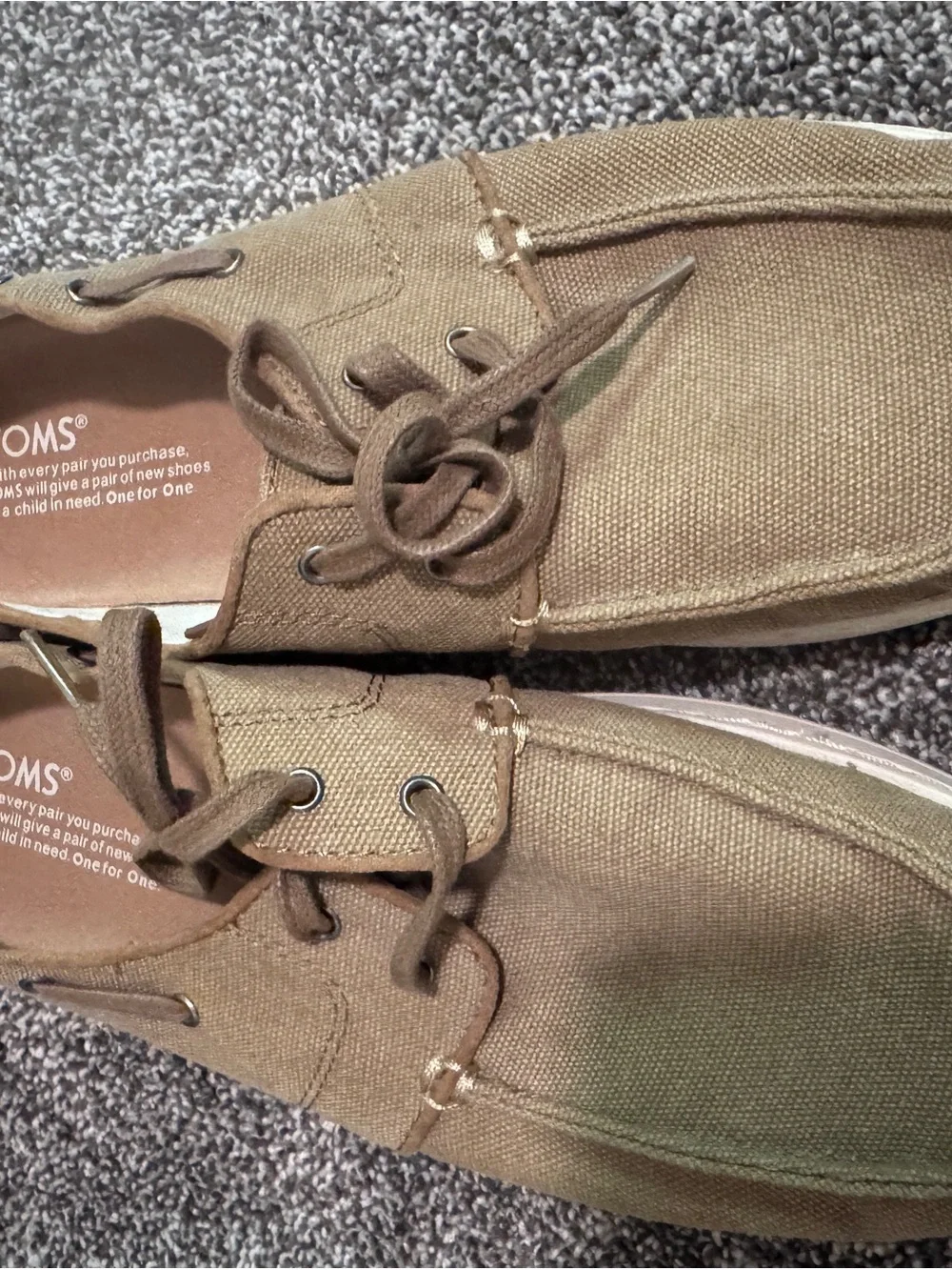 Toms Men’s Tan Canvas Boat Shoes